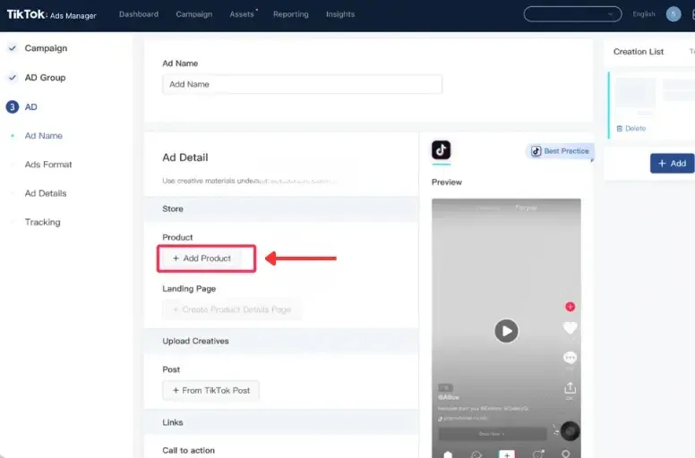 Create ad content Tiktokshop